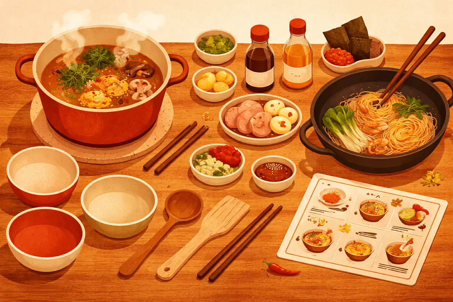 Ramen-Abend Bundle – Topf, Wok, Schüsseln und Rezeptkarte