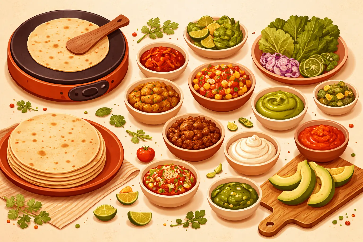 Wrap-Bar Bundle – Crêpemaker, Tortillas und bunte Füllungen